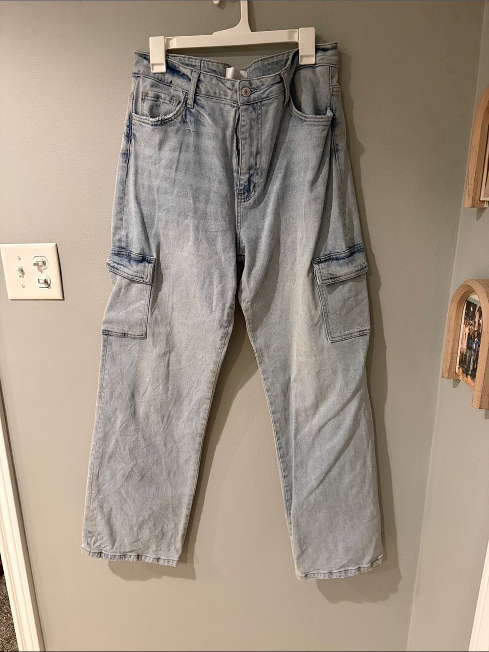 VERVET BY FLYING MONKEY Light Blue Wide-Leg Cargo Jeans